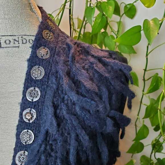 SCOTCH & SODA | Bronze Coin Hem Indigo Blue Fringe Sweater Vest (Size S) - Picture 4 of 10